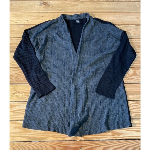 NEW Bobeau Waffle Knit Cardigan Size Small Women’s Black Gray Open Front - Picture 1 of 8
